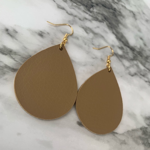 Light Brown Faux Leather Earrings - Picture 3 of 4